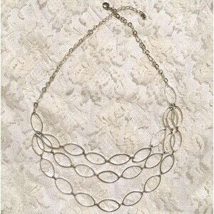Vintage Avon Chain Necklace Silver tone Open Link Multi Strand Dainty Layered